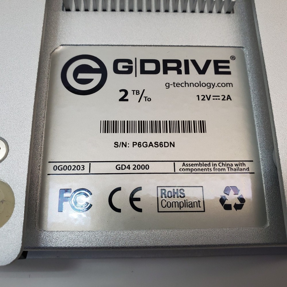 G-Technology G-Drive GD4 2000 2TB External Hard Drive USB Firewire w Power Adptr