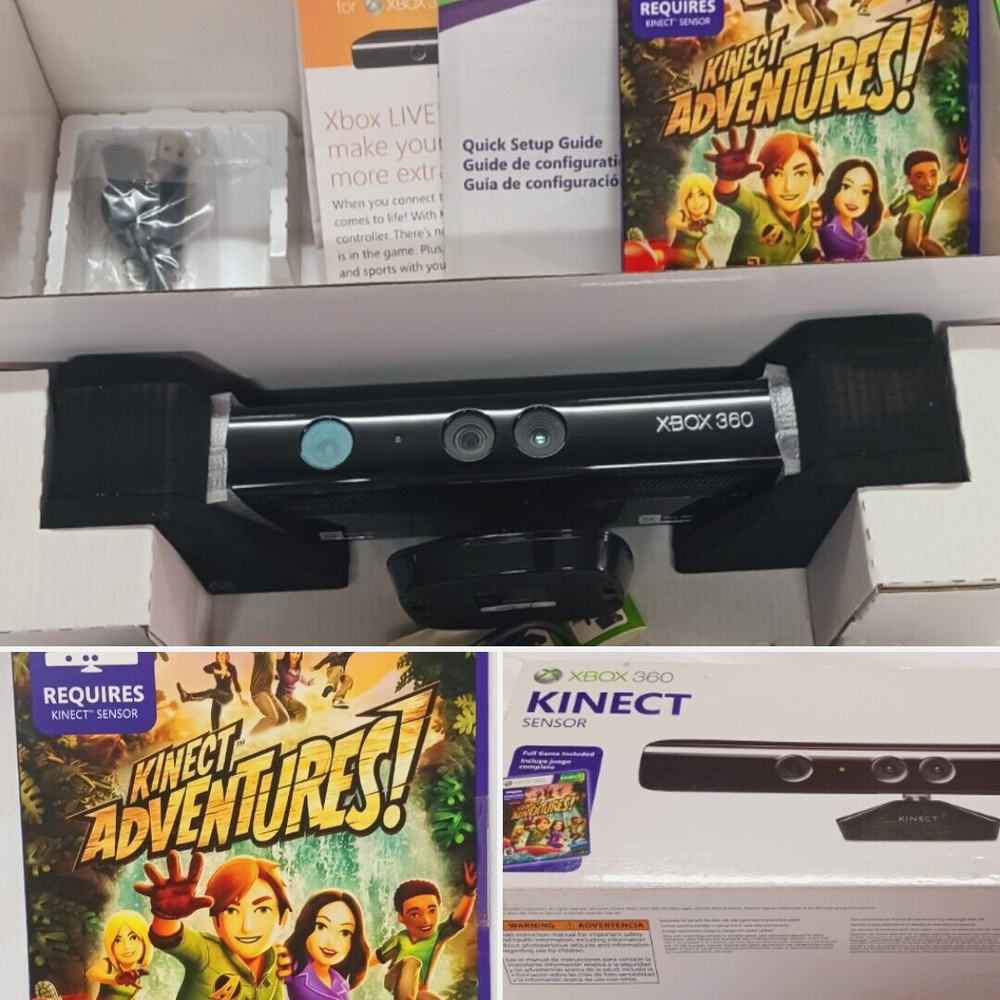 XBOX 360 KINECT SENSOR INCLUDES KINECT ADVENTURES VIDEO GAME OPENED SEE PICS