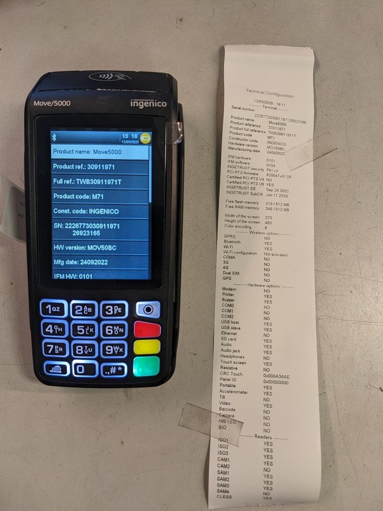 INGENICO MOVE 5000 HANDHELD CREDIT CARD TERMINAL