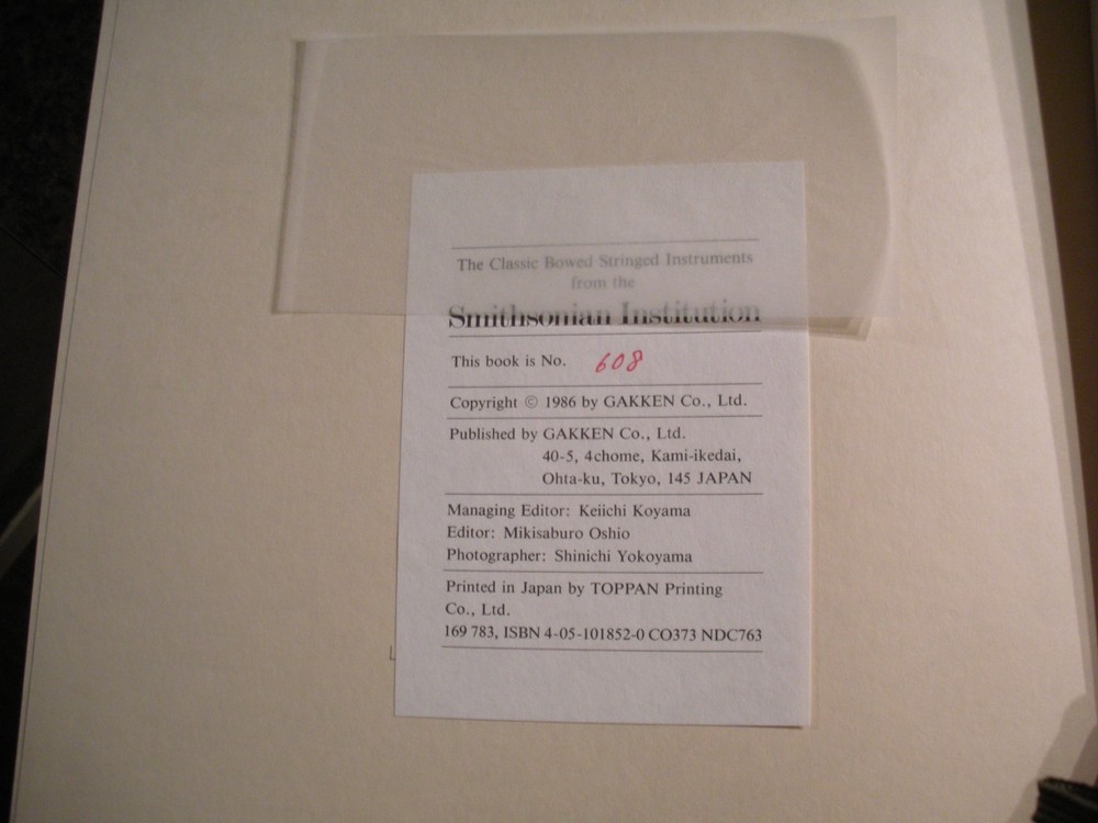 Classic Bowed String Instruments Smithsonian Institution Book 1986, Violins Bows