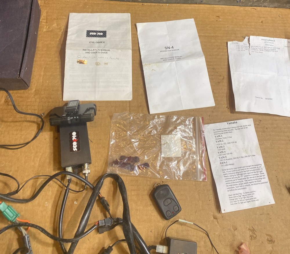SCORPIO CYL-300EX Motorcycle Alarm System w/Remote, pager, + Perimeter sensor.