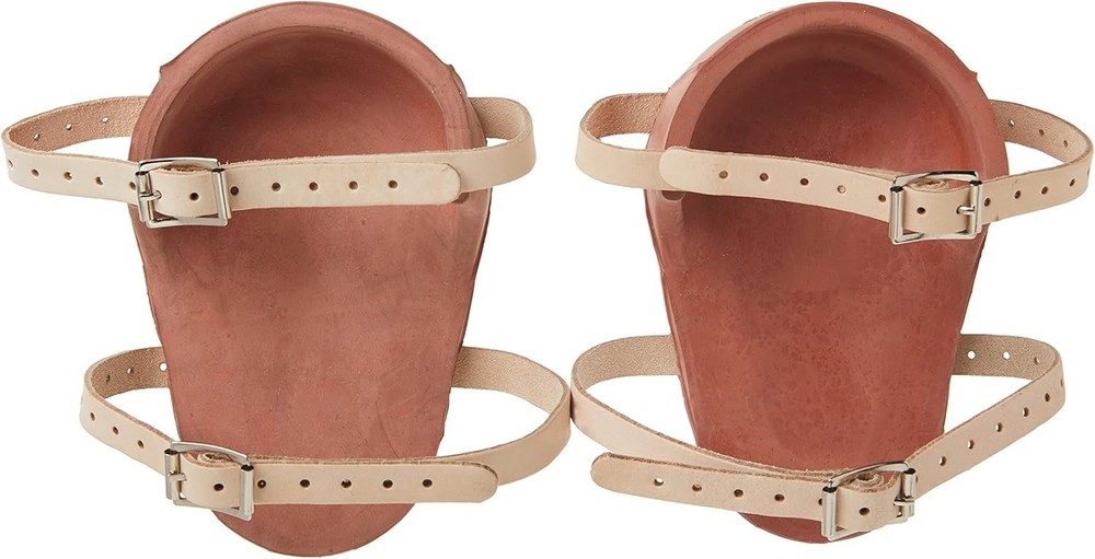 Brown Molded Rubber Kneepads with Double Adjustable Straps for Reliable Fit