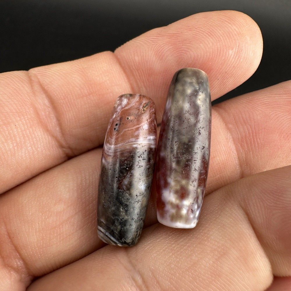 Rare Vintage Natural Pattern Suleimani Agate Beads Amulet