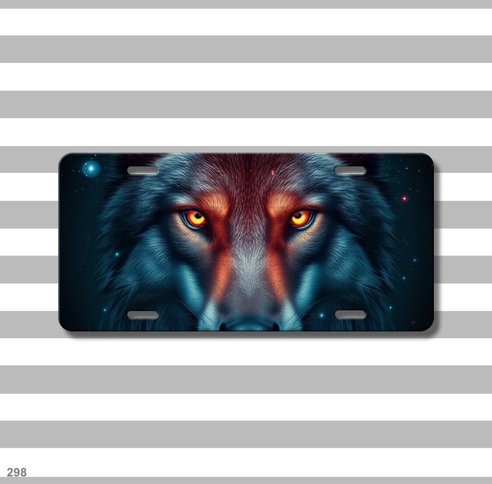 Hyperrealistic Wolf License Plate Your Text Vanity Plate Special Gift