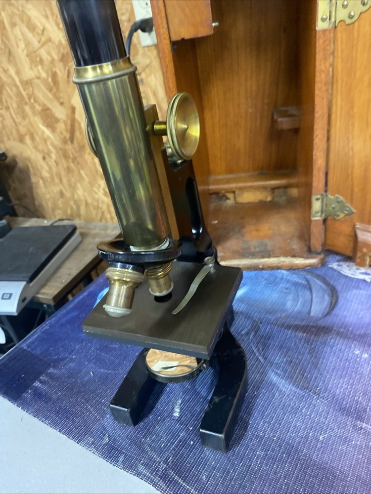 Antique Bausch & Lomb Jug Handle Microscope Plus Case