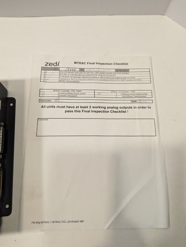 Menex MTRAC Controller P/N 13493