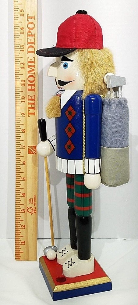 Christmas Golfer Nutcracker 15" tall