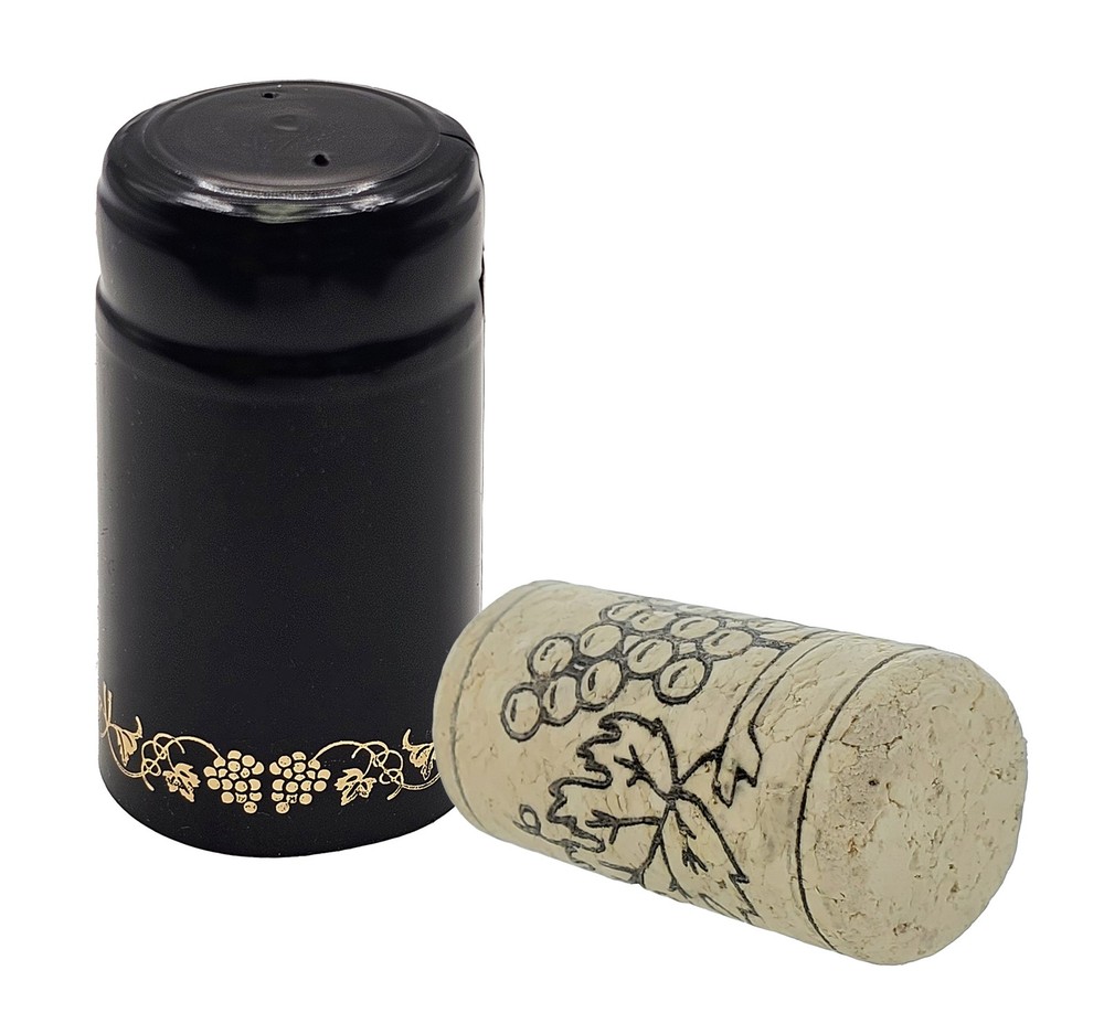 Home Brew Ohio Professional Cork-PVC Package (Black with Gold Grapes)