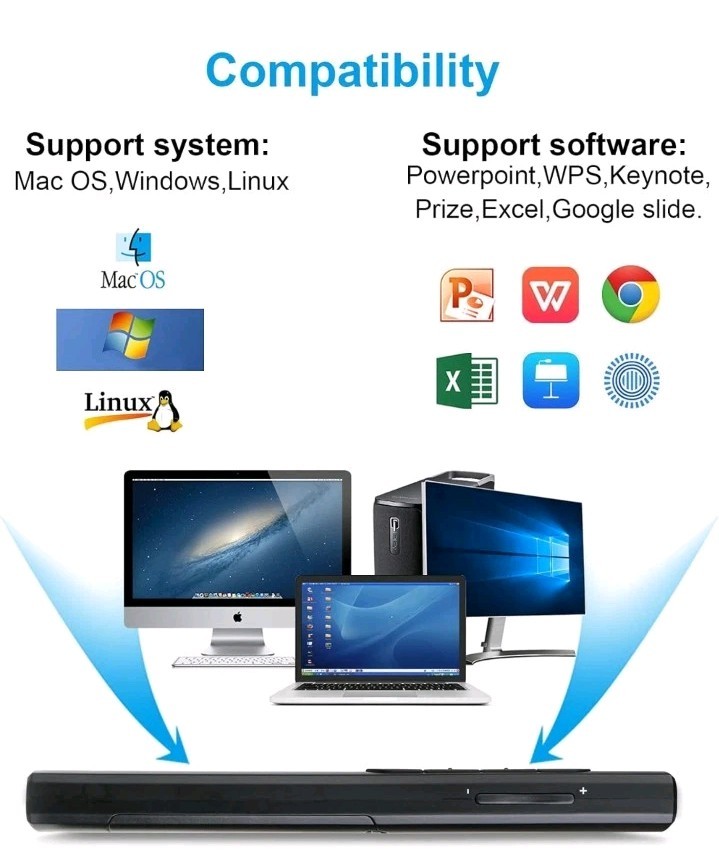 Wireless Presenter Remote, Presentation Clicker with Hyperlink & Volume