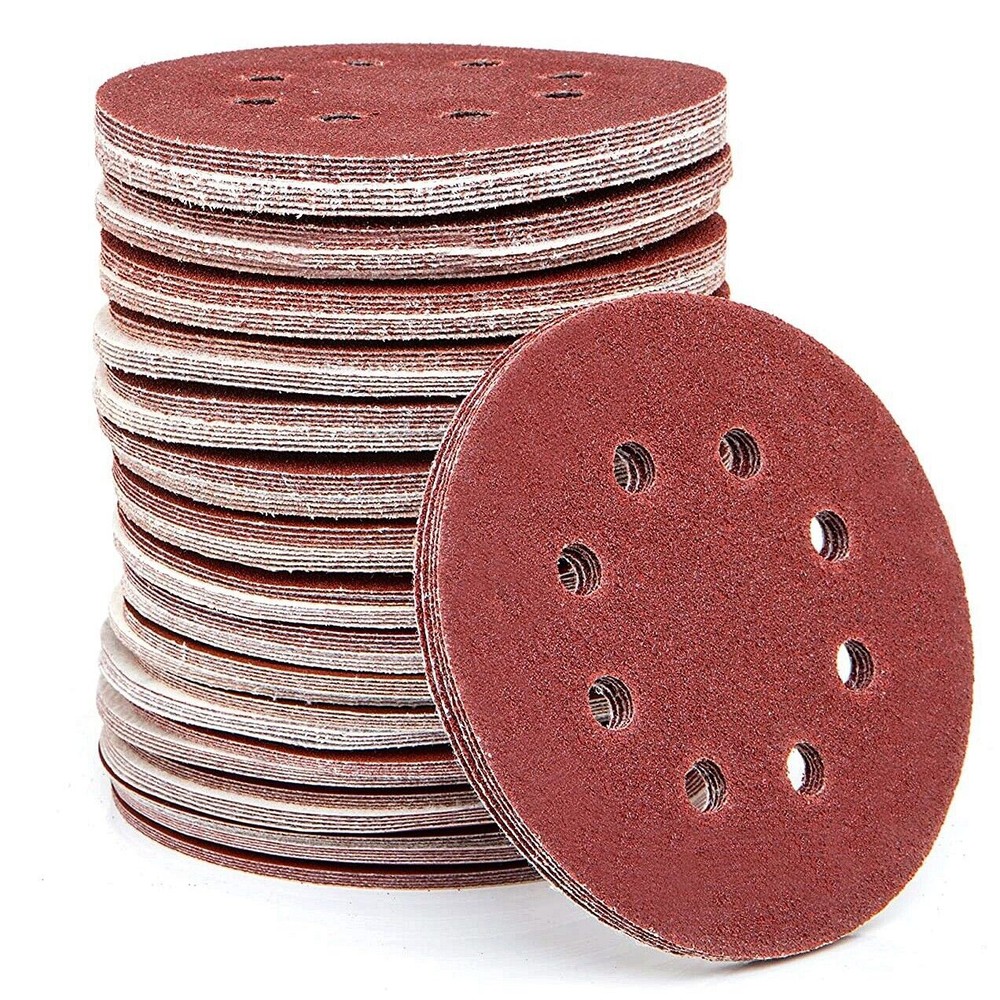 150PCS 5" 8 Hole 80 Grit Sand Disc Paper Random Orbit Sandpaper Hook Loop Sander