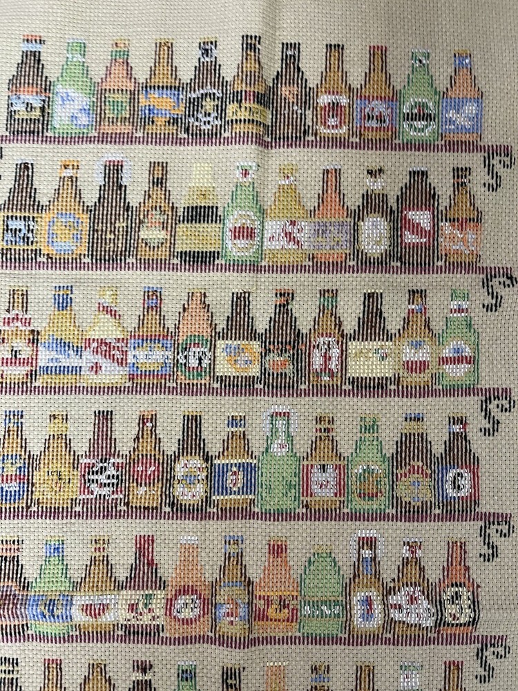 completed finished cross stitch Various drinks 12''x 24'' Gift