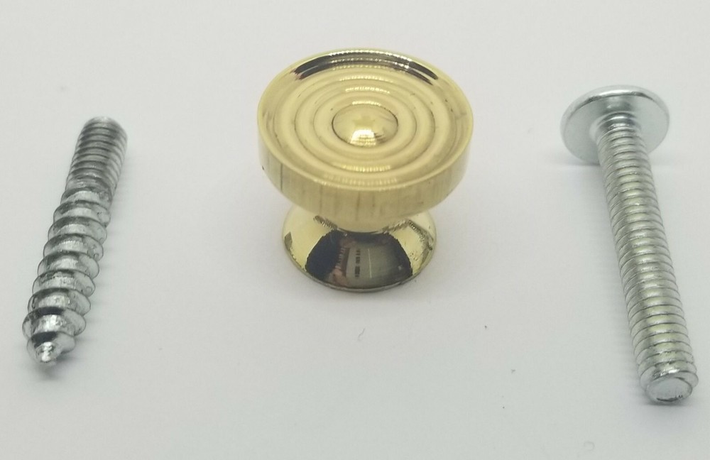 7/8" Diameter Cast Brass KNOB Concentric Rings pull handle mid century modern
