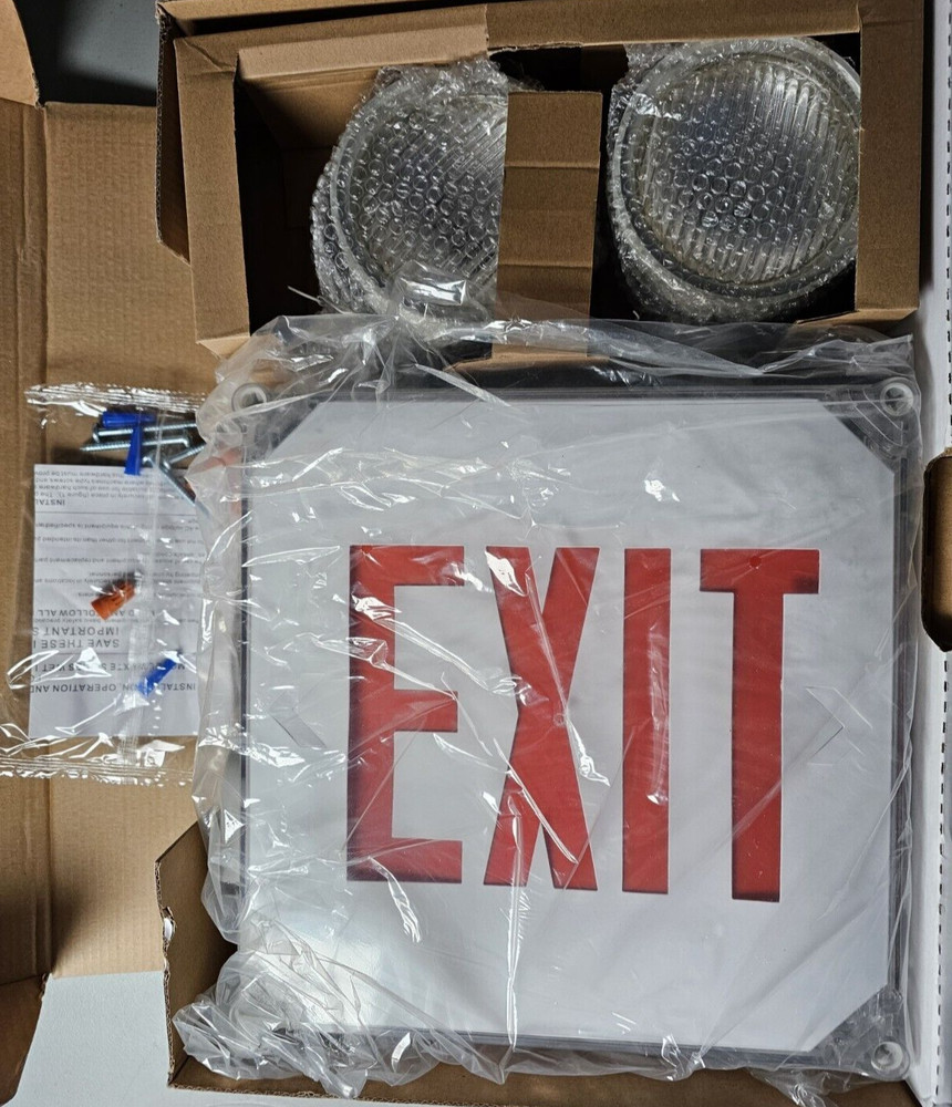 Exit/Emergency Light Wet Location Combo CWLXTEREM-HTR LED Red Letters