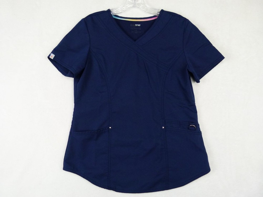 Scrubstar Women S Blue Solid Ultimate Polyester Blend V-Neck Scrub Top
