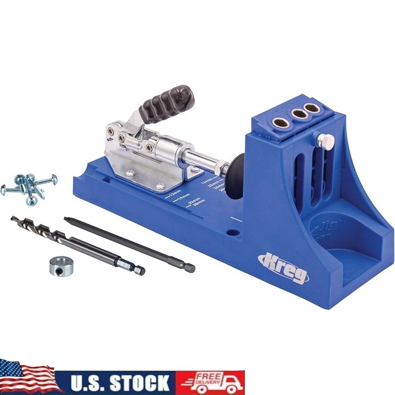 Adjustable Pocket Hole Jig Drill Guide Woodworking Tool Strong Joints Easy Setup