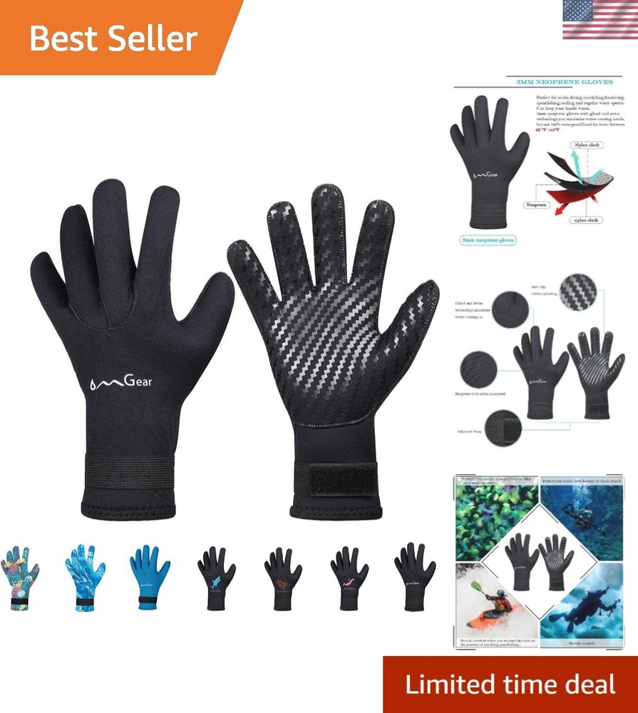3mm Neoprene Diving Gloves with Adjustable Strap - Ultimate Thermal Protection