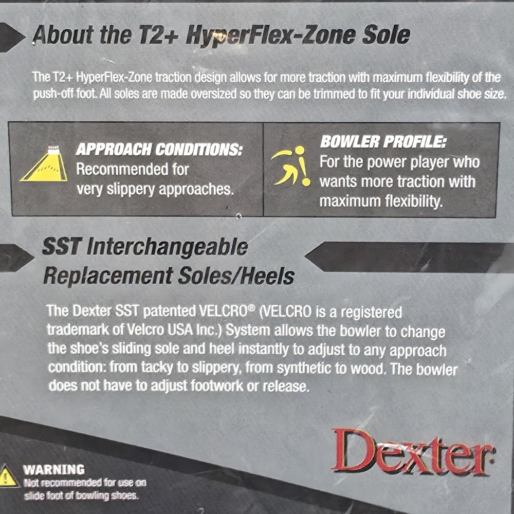New Dexter T2+ HyperFlex Zone Bowling Shoe Sole Replacement Large