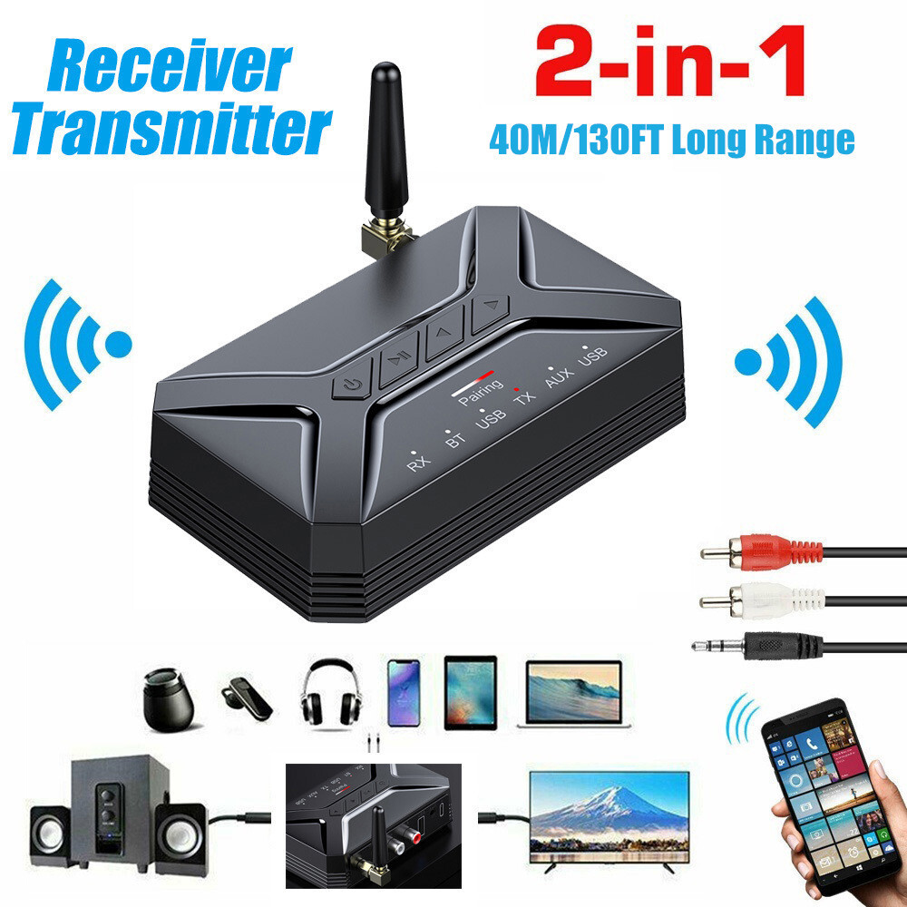 Bluetooth Transmitter Receiver Long Range For TV Home Stereo Audio Adapter US