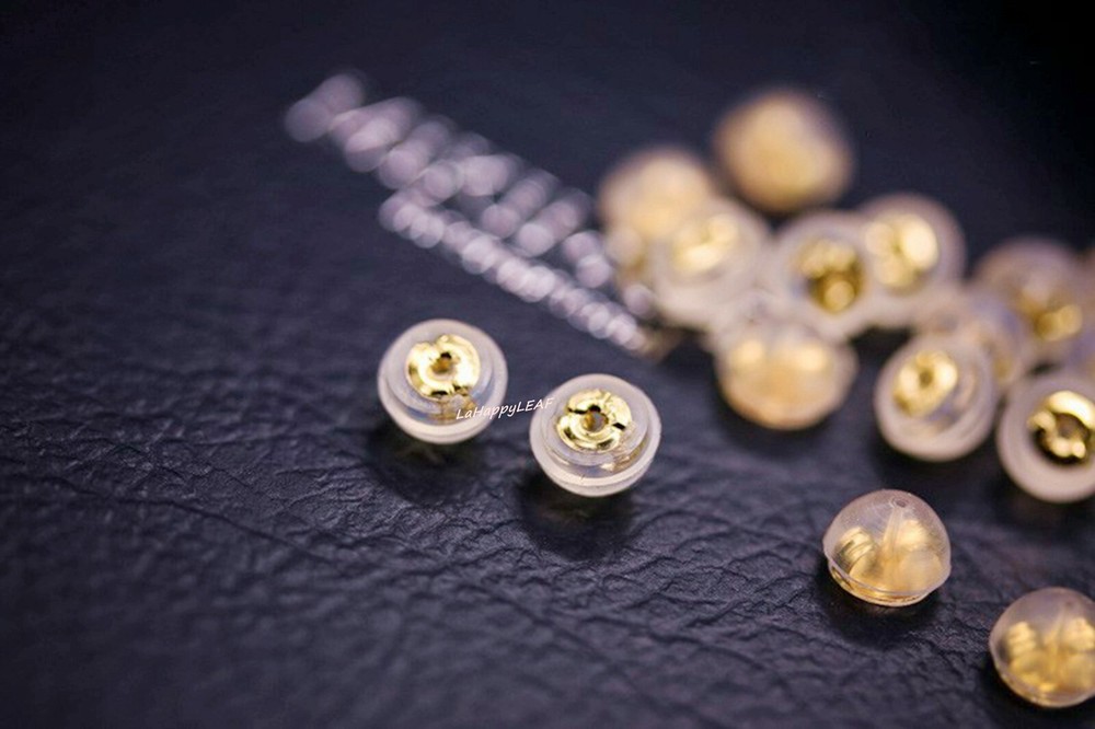 18K Yellow White Rose Gold Earring Backs Silicone Padded Ear Stud Secure Grip
