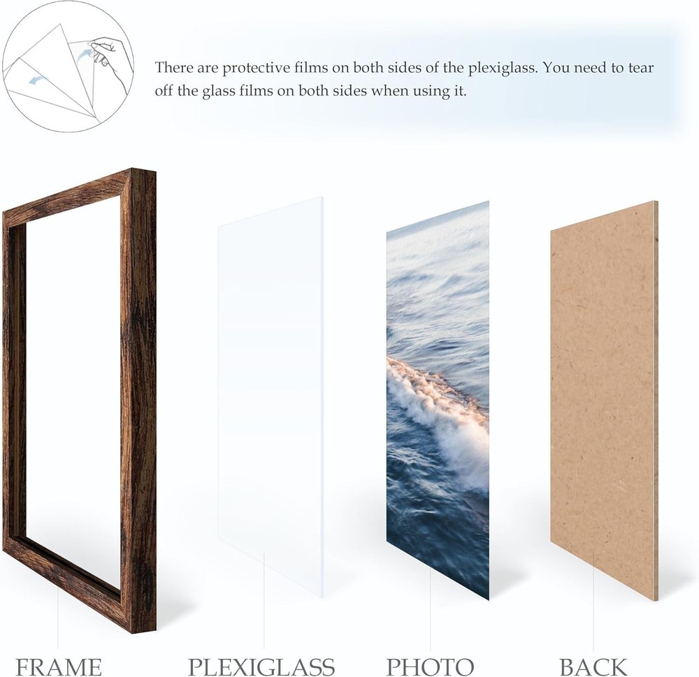 12x16 Picture Frame Brown Poster Frame Wall Mount Horizontal Vertical