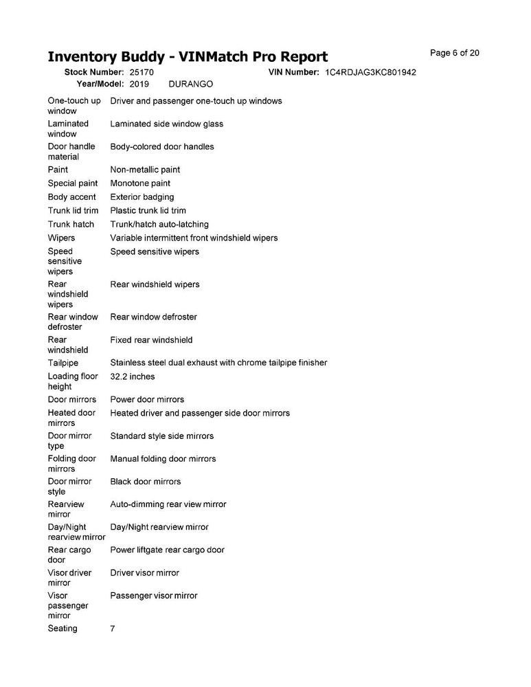 Used Floor Jack fits: 2019 Dodge Durango Grade A