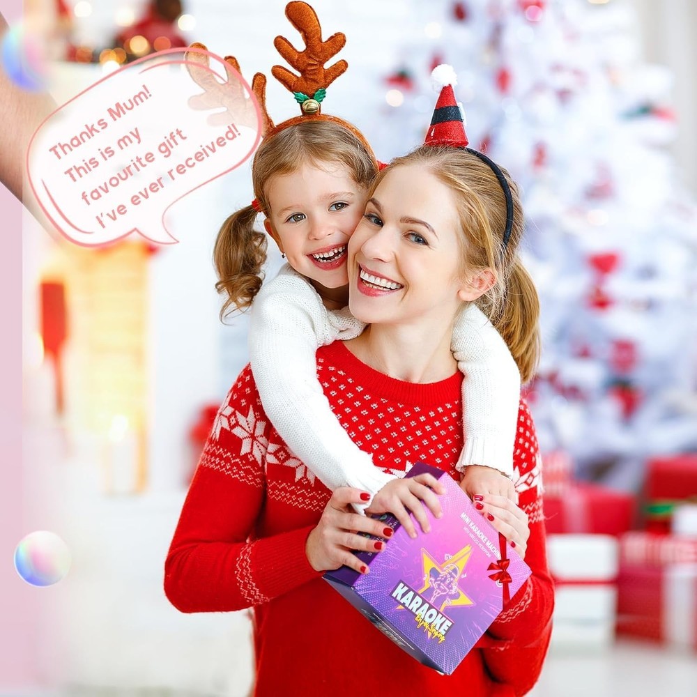Mini Karaoke Machine for Kids Portable Bluetooth Speaker with 2 Wireless Mics
