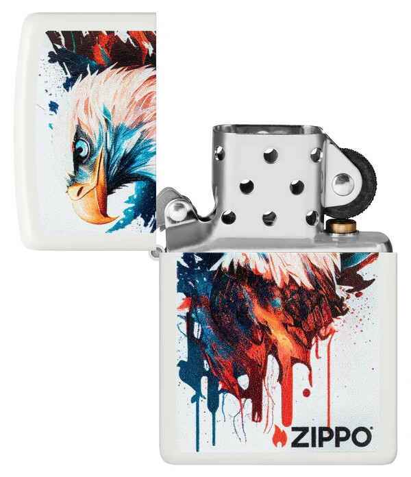 Zippo Painted Eagle Design Color Image White Matte 46692