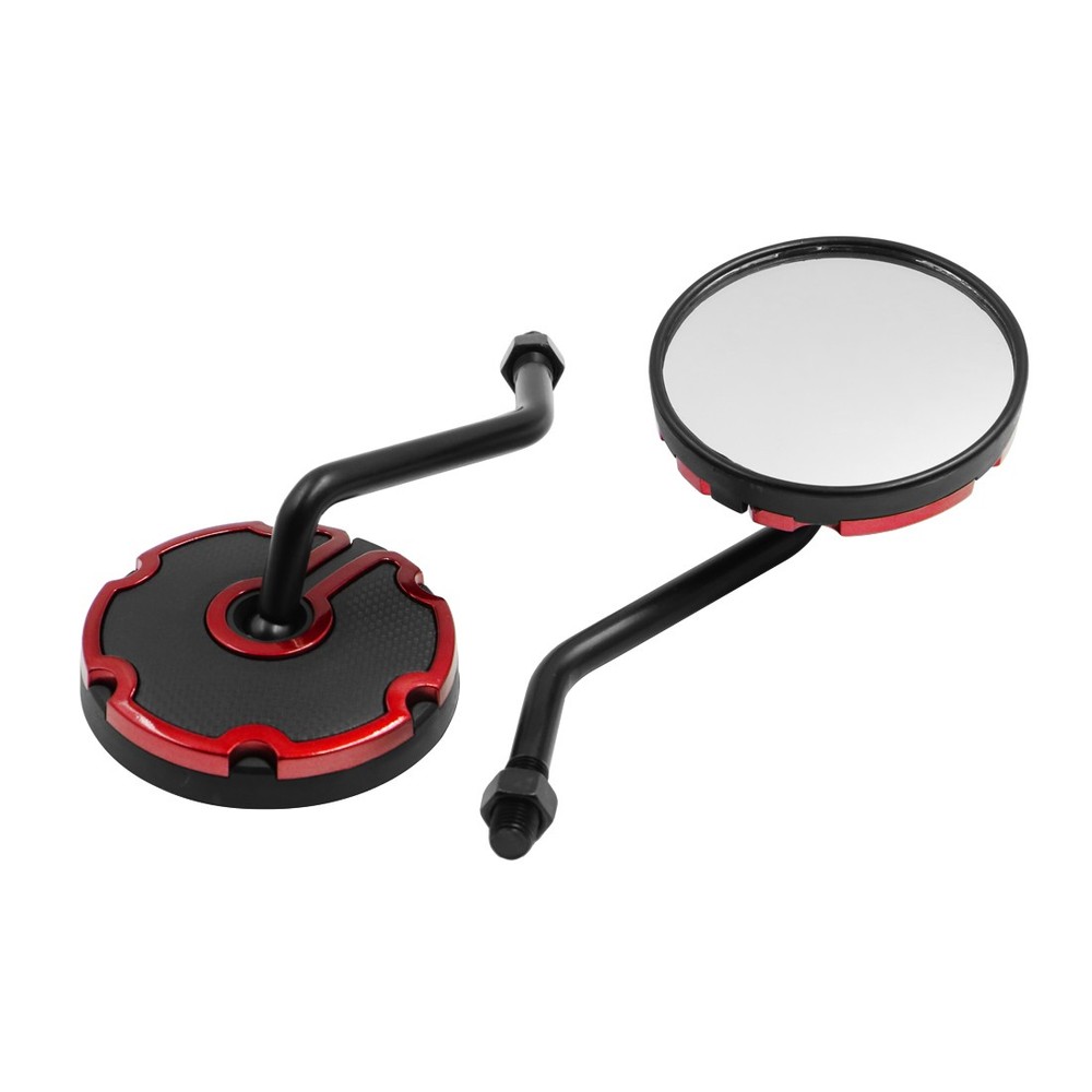 2pcs Universal Red Black 10mm Threaded Motorcycle Rearview Mirrors