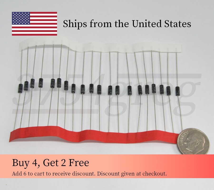 20pcs - 1N4004 General Purpose Rectifier Diode - Goodwork (EOL, consider 1N4007)