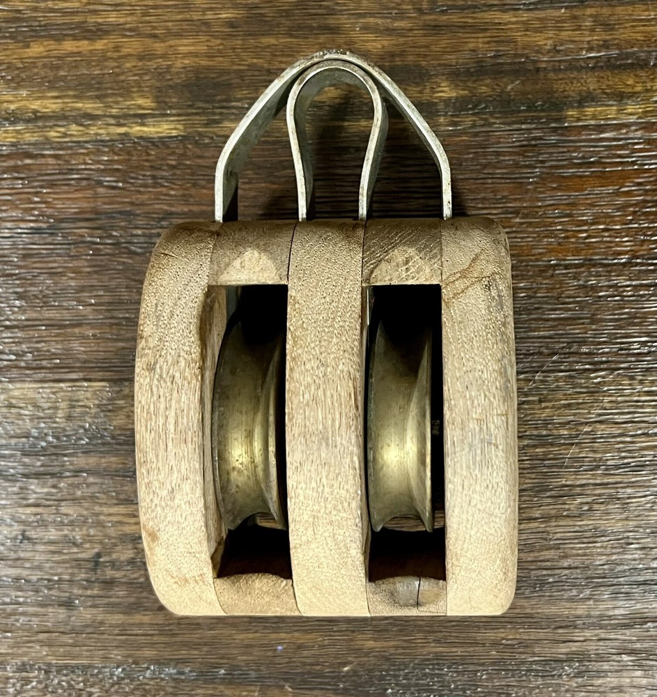 Maritime Wood Block Tackle Pulley- Preowned