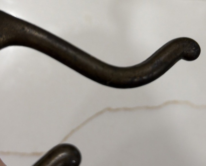 Single Cast Iron Double Hooks Round Tips Coat Hat Salvage Hardware 3”