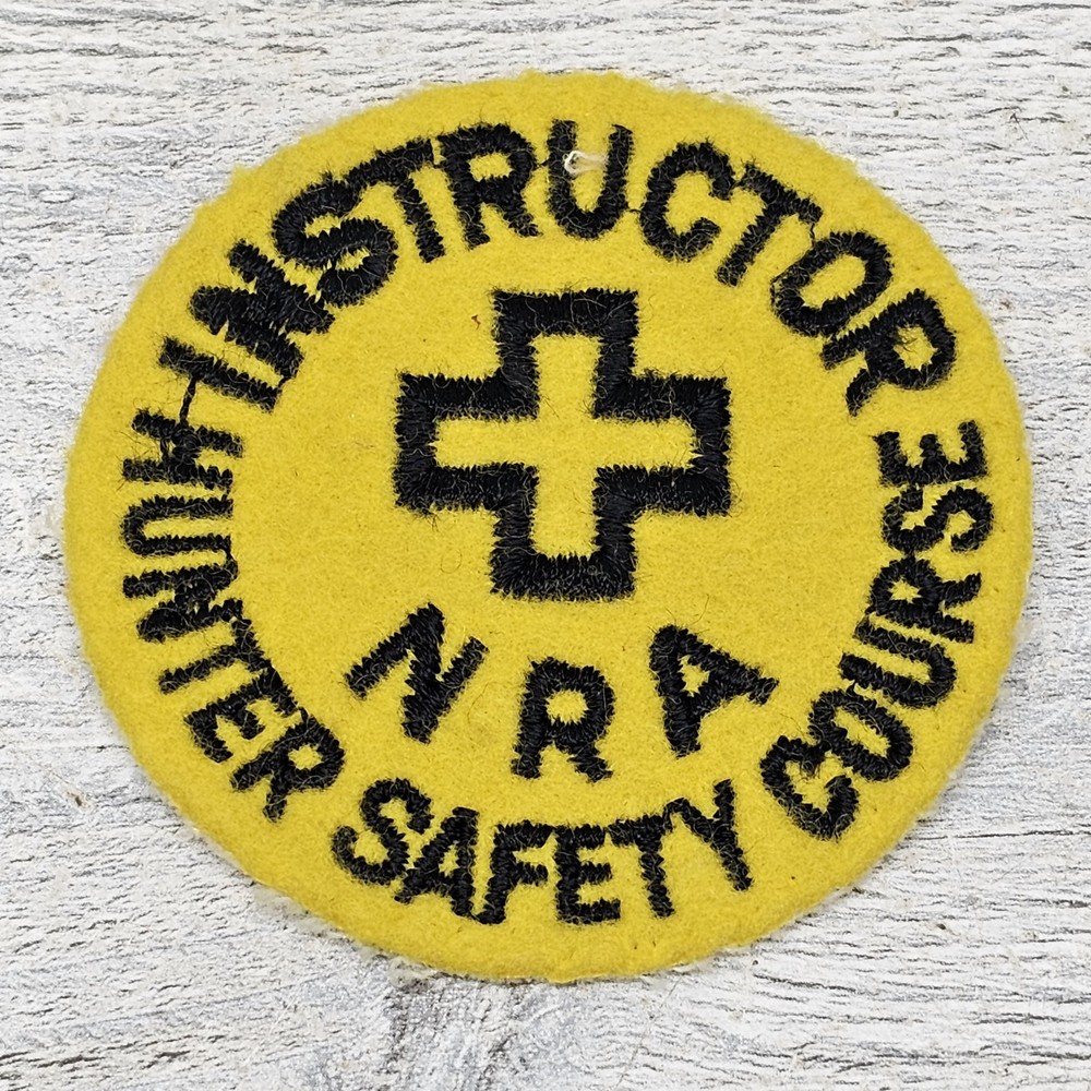Vintage NRA Hunter Safety Course Instructor 3" Round Patch Yellow Felt