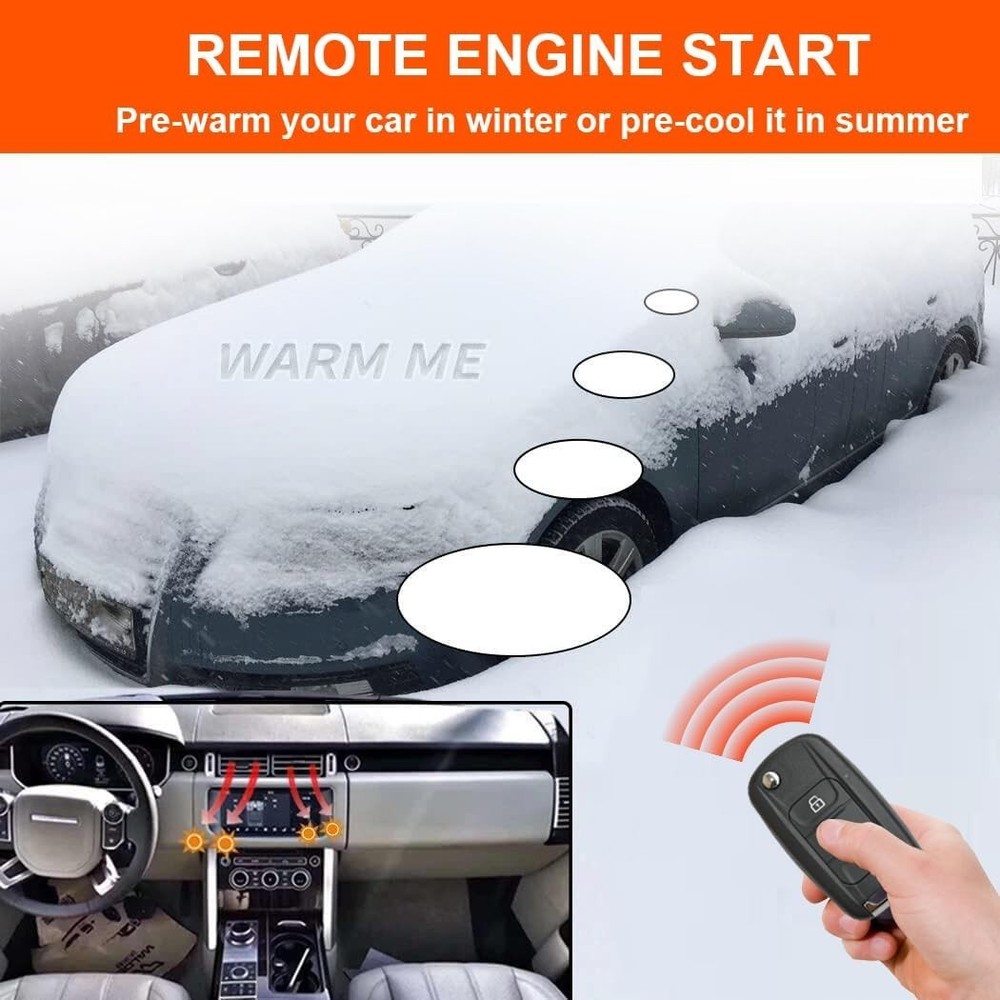 Car Alarm System with Remote Start kit & Push to Engine Start Stop Button