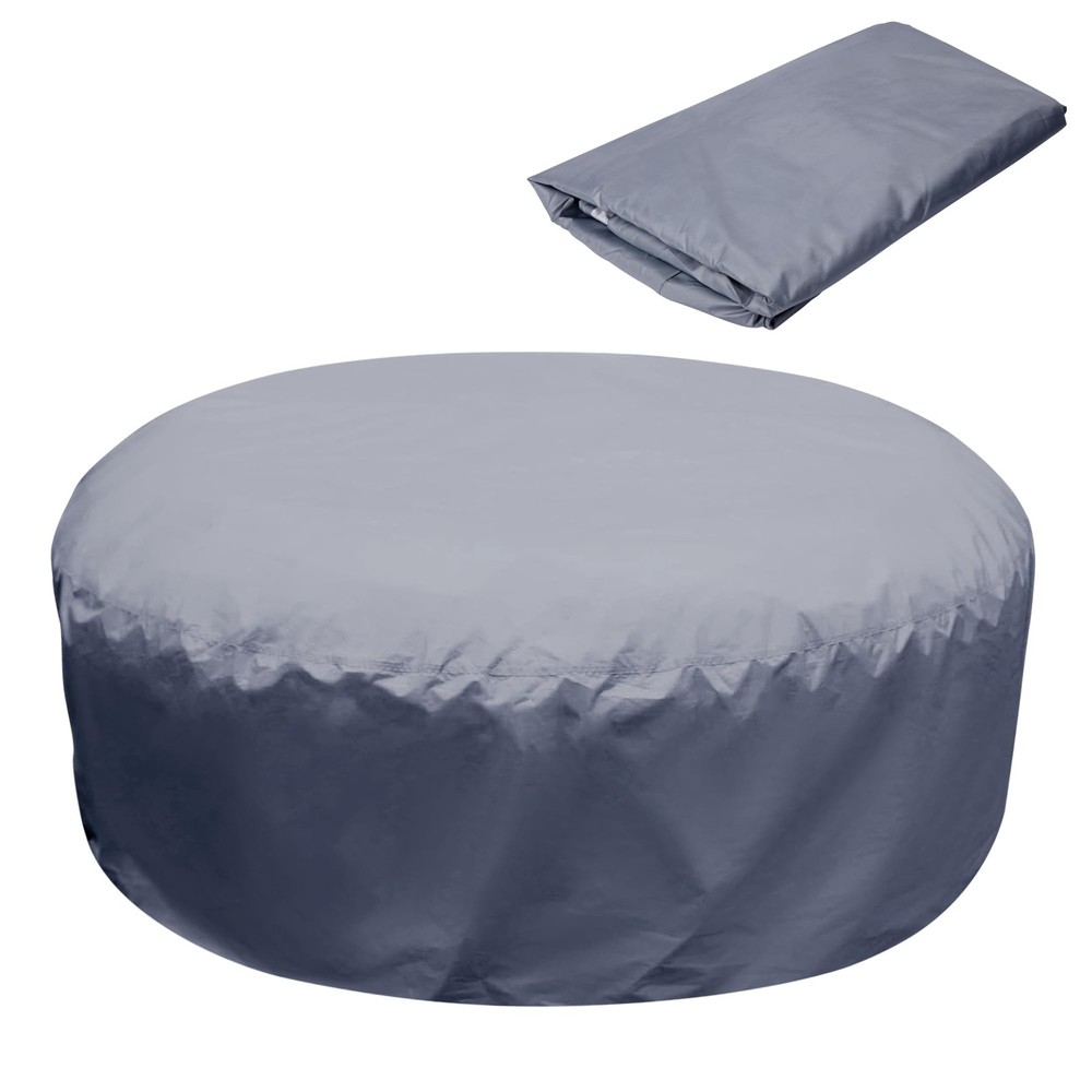 Adnee 75×27.5 Inch Round Hot Tub Full Cover Cap 4Person-190x70cm, white