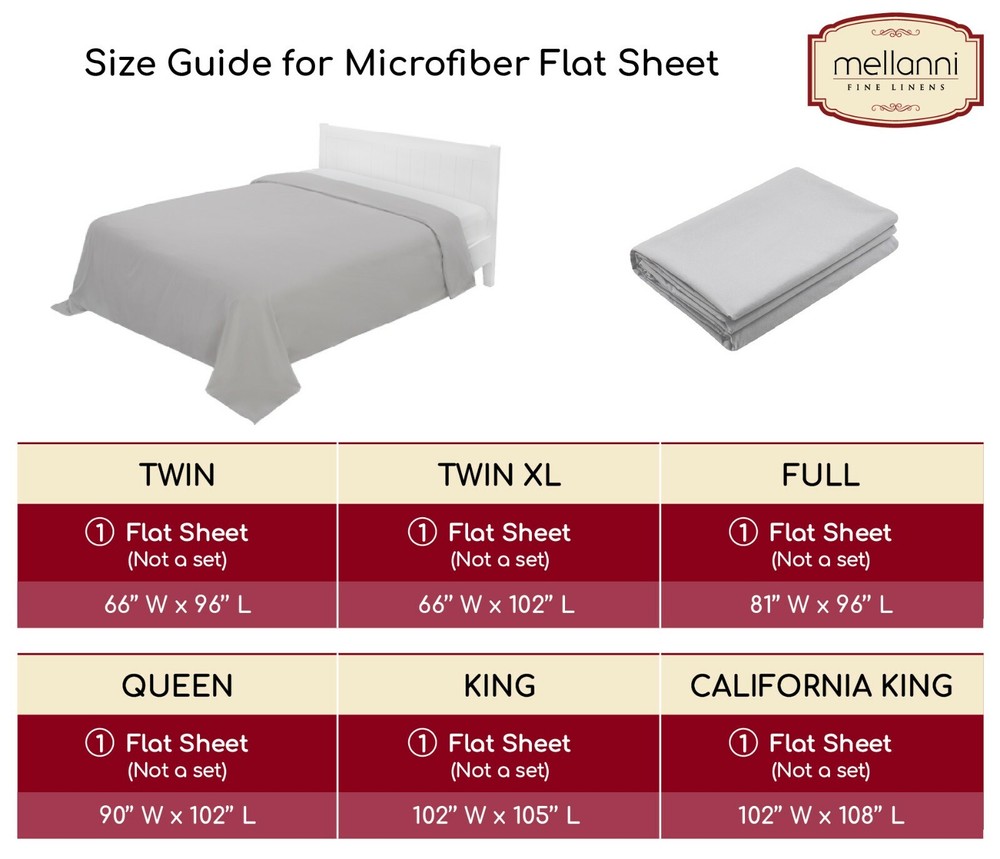 Mellanni 1 FLAT SHEET ONLY Iconic Collection Microfiber Single Top Sheet