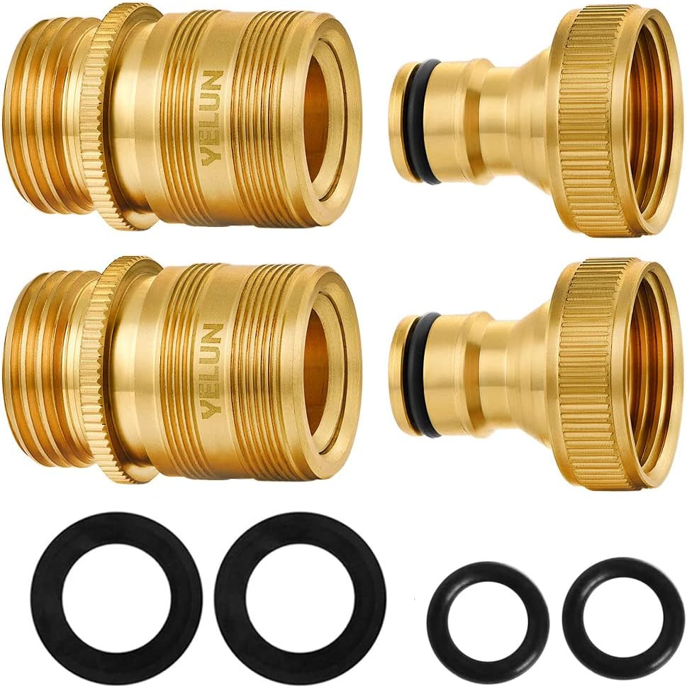 Garden Hose Quick Connect Solid Brass 3/4" GHT External Thread Easy Connect Fitt