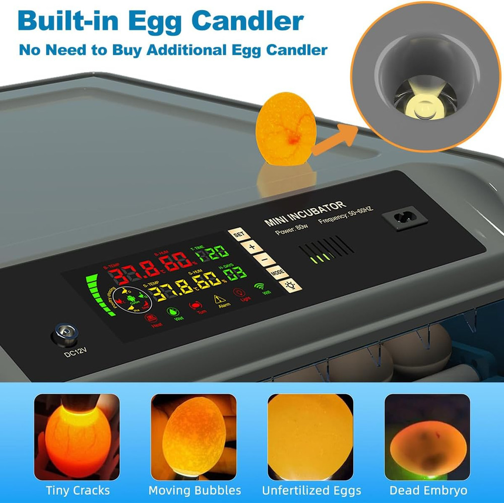 Egg Incubator for Hatching Eggs - Chicken Egg Incubator with Automatic Egg Turni