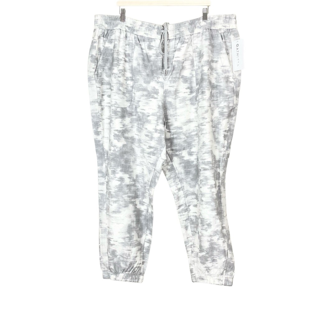 Athleta Farallon Printed Jogger Cotton Pull On Size 26 White Gray