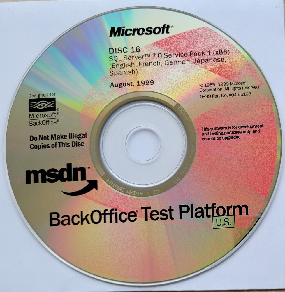 Vintage - Microsoft SQL Server 7.0 Service Pack 1 (x86)