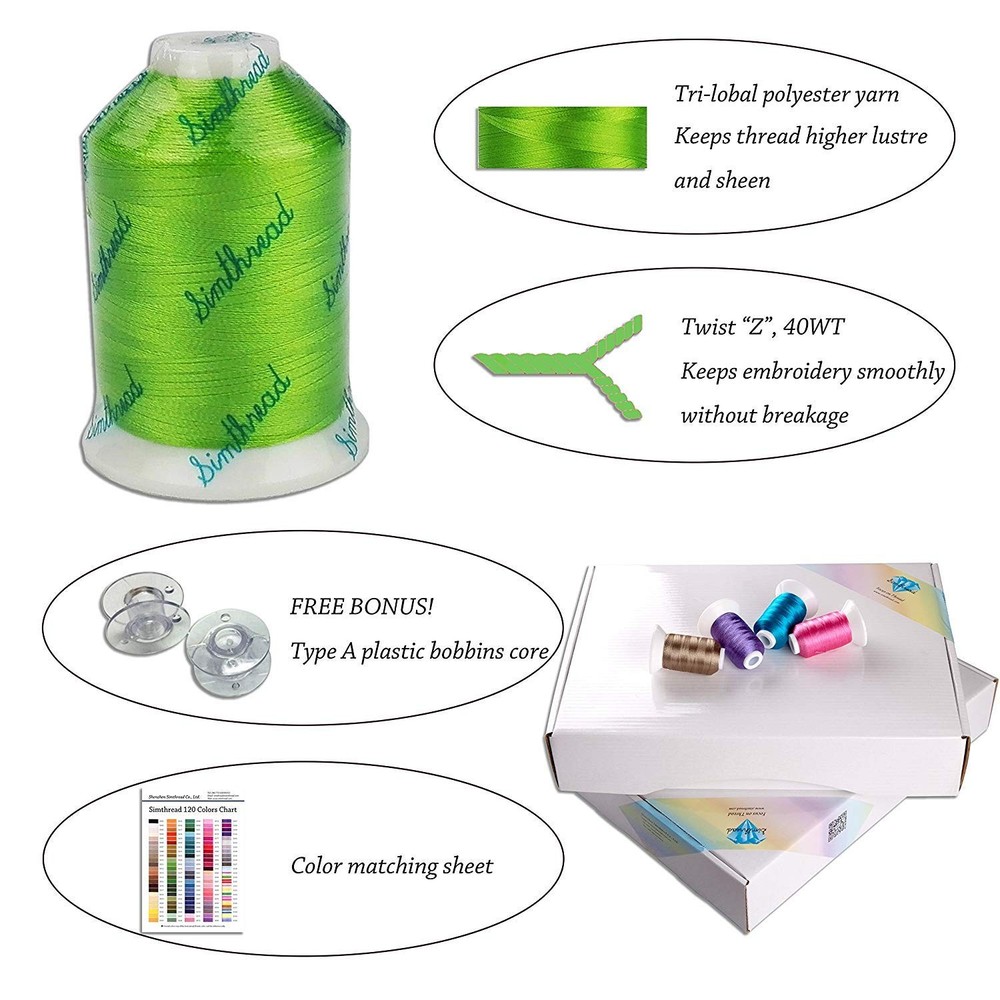 Simthread 120 Madeira Colors Polyester Machine Embroidery Thread Kit 550Y500M
