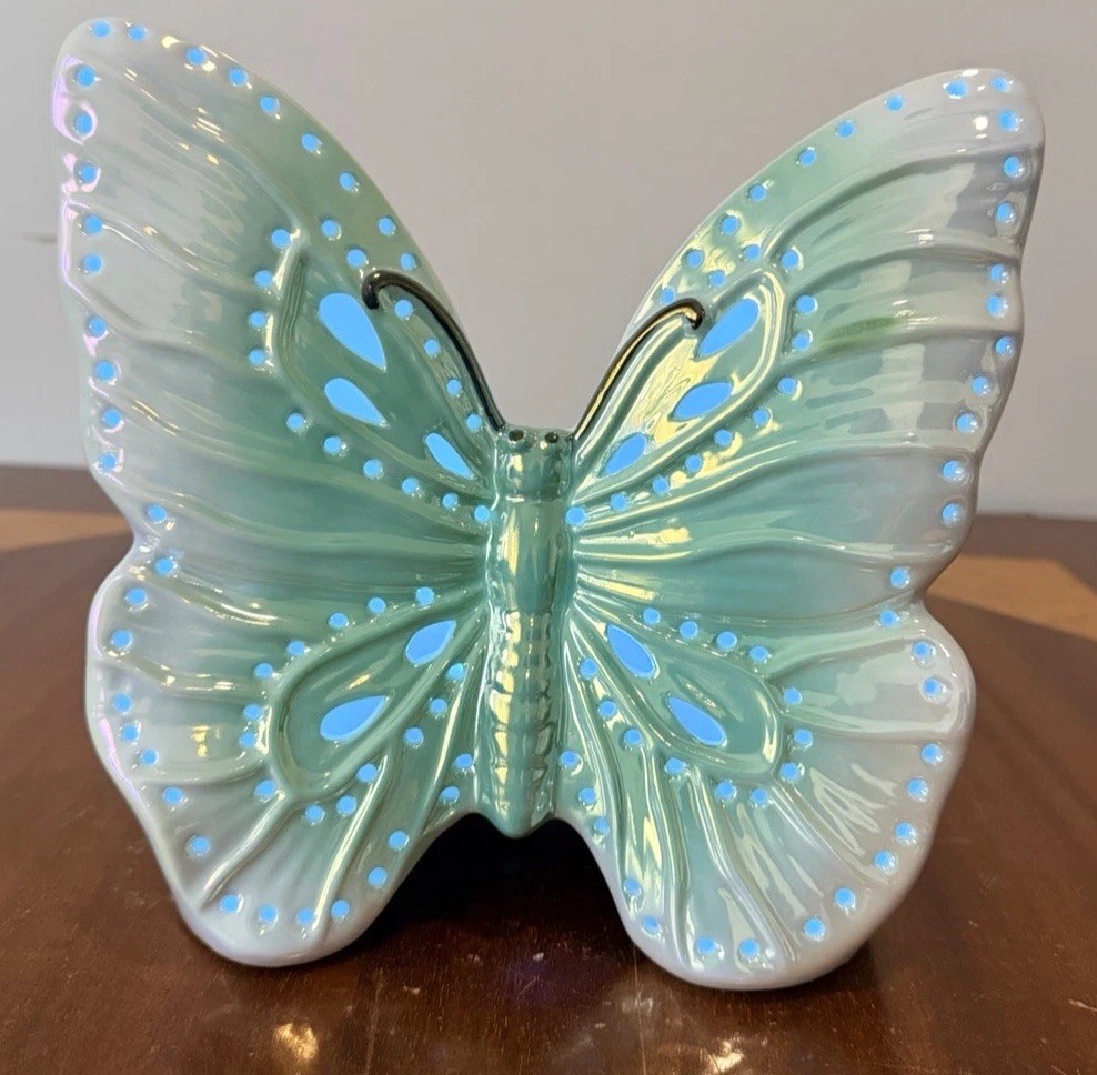 Pearlescent Ceramic Butterfly LED Night Light Color Changing Glow