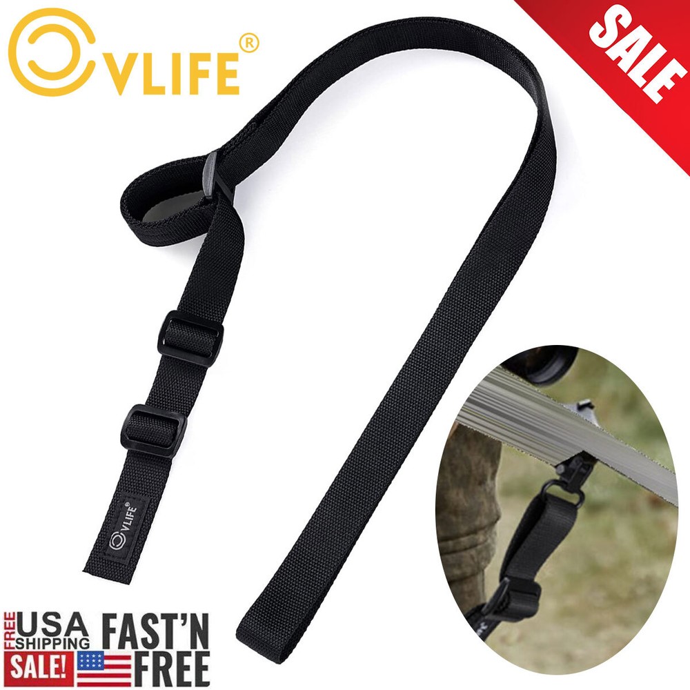 2 Points Rifle Sling - Adjustable Gun Sling With Fast-Loop 1.25" Webbing / Black