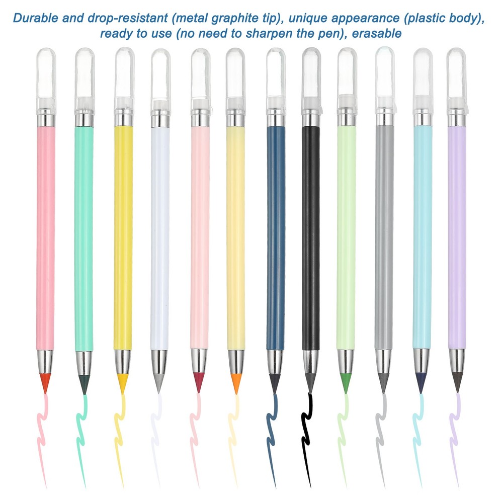 6 Pcs Mechanical Sharpened Forever Pencils Set, Marker Yellow