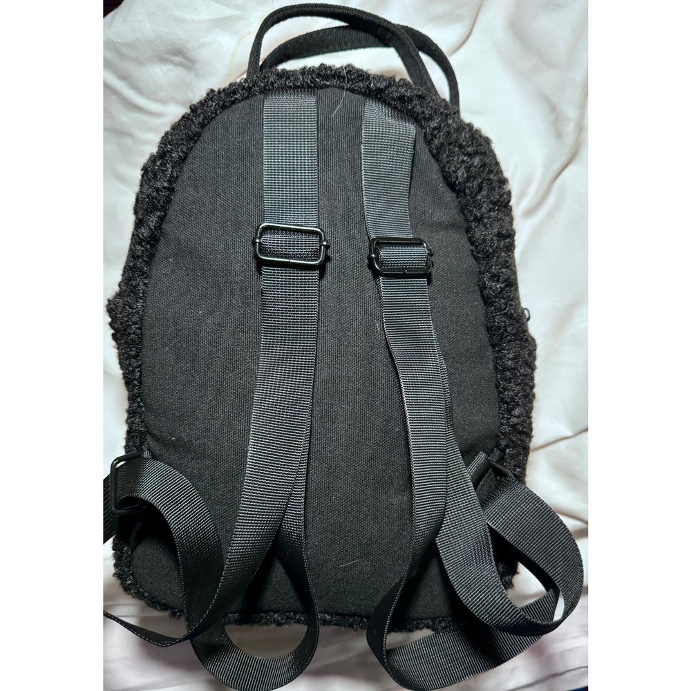 NWT Black Fuzzy Full Zip Adjustable Mini Backpack FREE SHIP