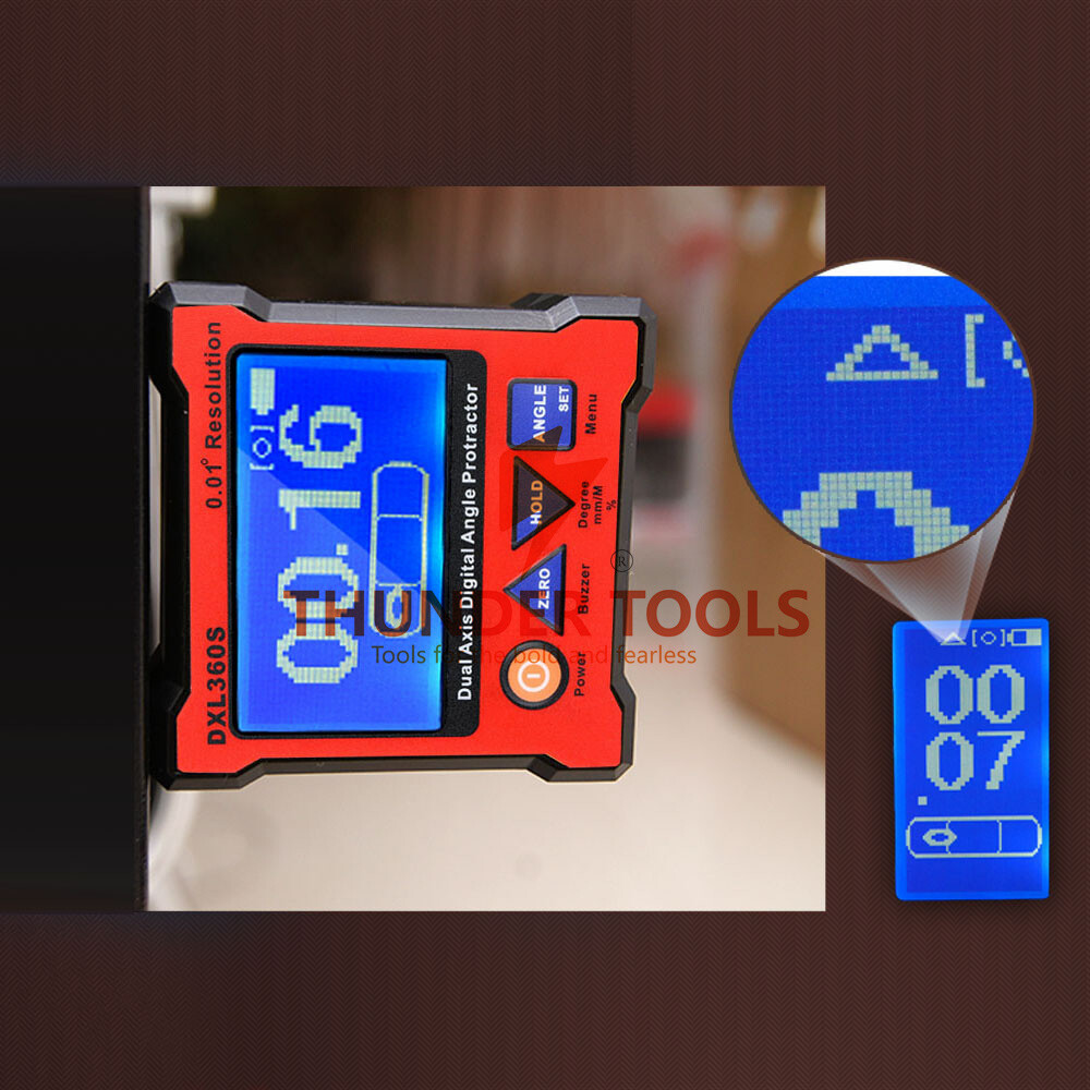 Thunder Tools DXL360S Dual Axis Digital Angle Protractor with 5 Side Magnetic