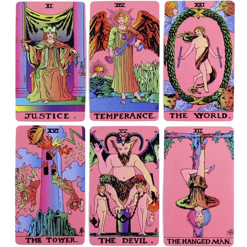 LINSINA Tarot Cards Deck for Beginners, 78 with Guide Pink