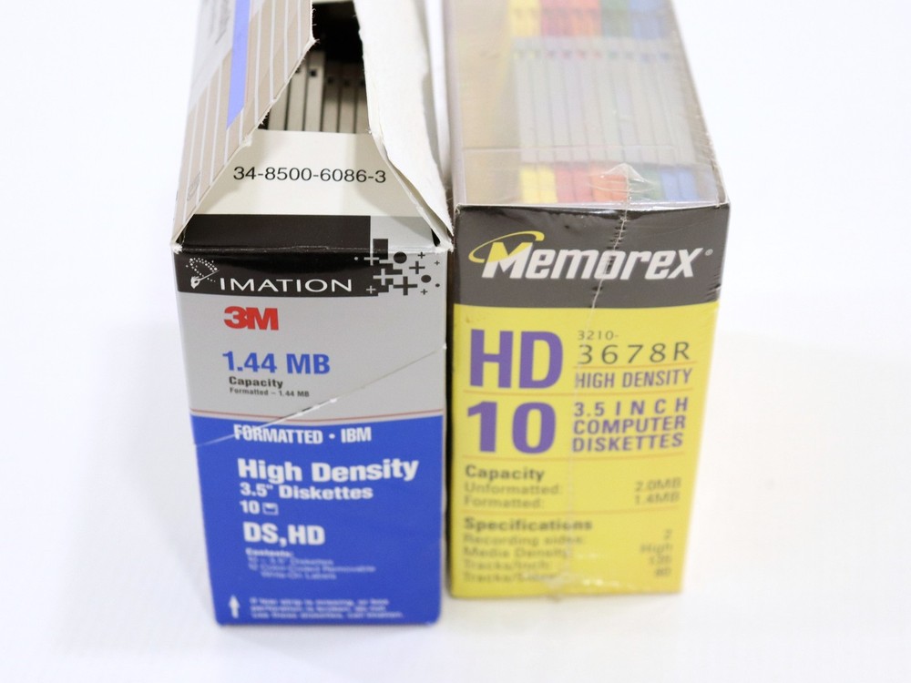 2x Mixed Lot 3.5" Computer Diskettes MAC/IBM Formatted 1.44MB Memorex/Imation
