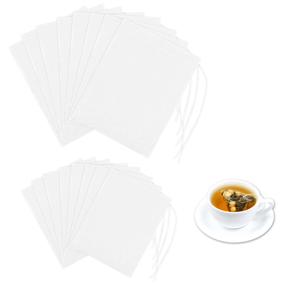 200 Pcs Disposable Tea Filter Bags Empty Drawstring Teabags for Loose Leaf Tea