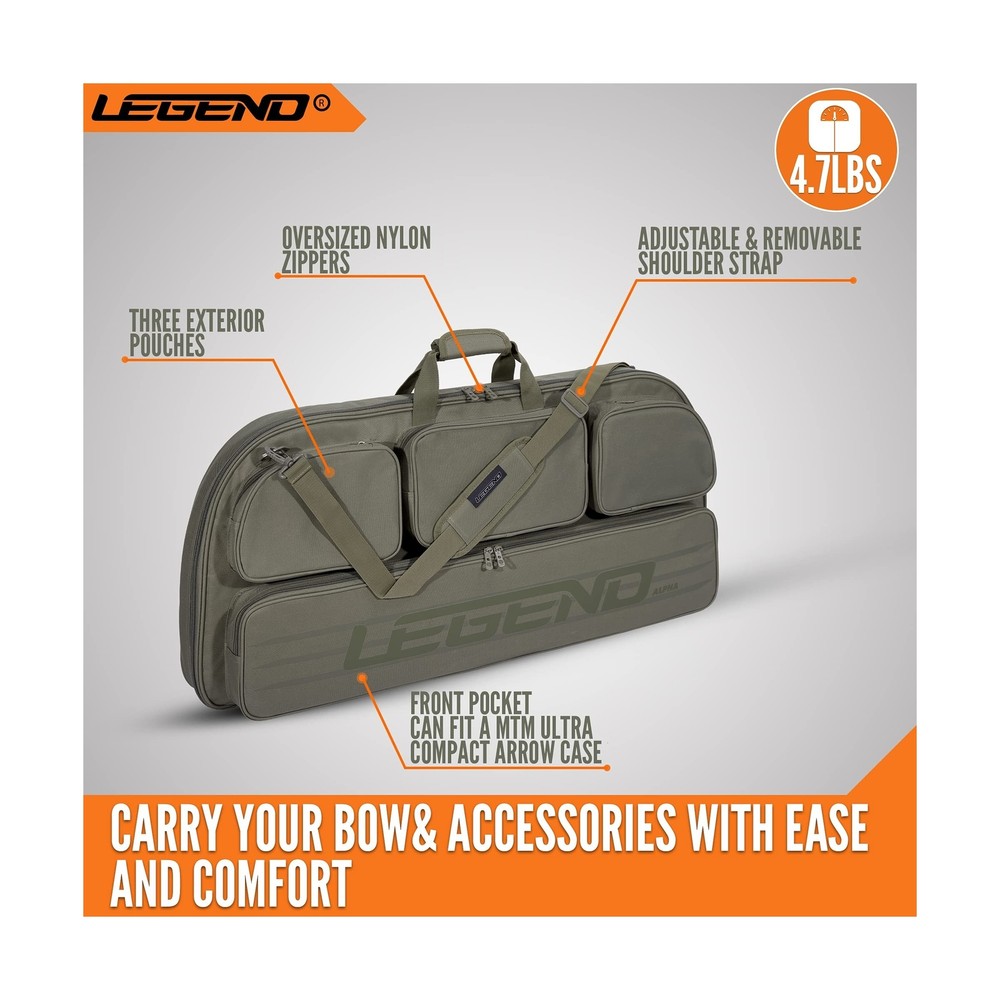 LEGEND Alpha Compound Bow Case - Securely Fits MTM Ultra Compact Arrow Cases ...