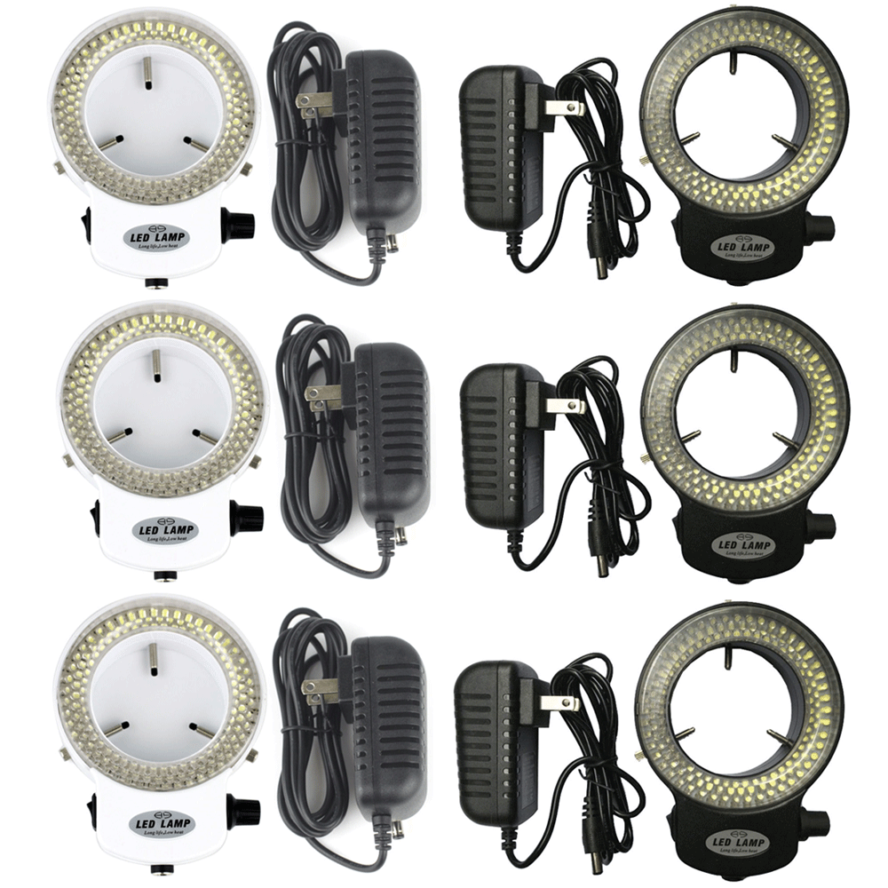 144 LED Stereo Bulbs Microscope Ring Light Illuminator Lamp Adjustable US Plug